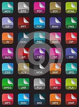 Set of file extension icons