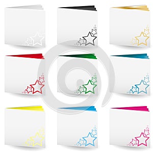 Set of file folders with bright colored pages and cut out stars on cover