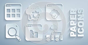 Set File missing, Cloud technology data transfer, Search concept with folder, Computer network, and Browser files icon