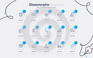 Set of Filling station, Food delivery and Gps line icons for web app. Pictogram icon. Vector