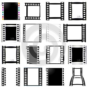 Film, movie, photo, filmstrip set of film frame, illustration