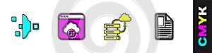Set Filter setting, Failed access cloud storage, Network connection and File document icon. Vector
