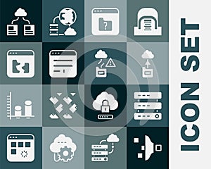 Set Filter setting, Server, Data, Web Hosting, Cloud technology data transfer, File missing, Browser window, Broken file