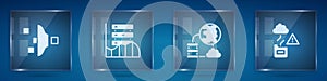 Set Filter setting, Server, Data, Web Hosting, Network cloud connection and Cloud technology data transfer. Square glass