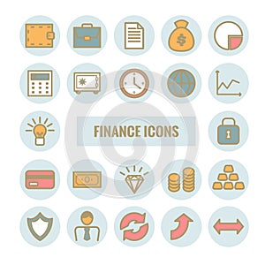Set of finance and money vector linear icons