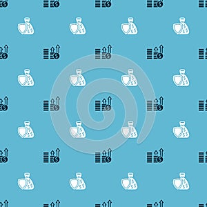 Set Financial growth and dollar and Shield money bag on seamless pattern. Vector