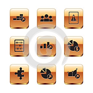 Set Financial growth, Piece of puzzle, Abacus, Startup project concept, and Users group icon. Vector