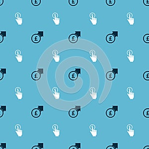 Set Financial growth and pound and Hand holding coin on seamless pattern. Vector