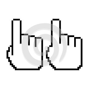 Set of finger pixel icon, web cursor click mouse symbol, computer pointer vector illustration