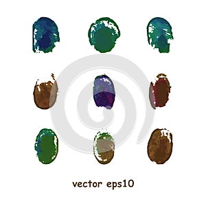 Set of fingerprints isolated on white background