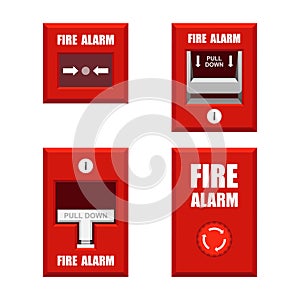 Set of fire alarms vector illustration isolated