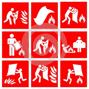 Set Of Fire Blanket Symbol Sign, Vector Illustration, Isolate On White Background Label. EPS10