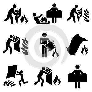 Set Of Fire Blanket Symbol Sign, Vector Illustration, Isolate On White Background Label. EPS10