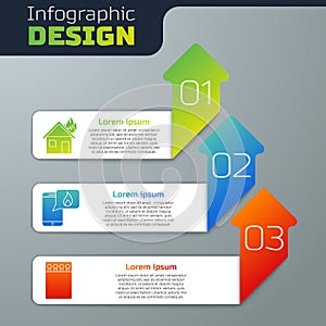 Set Fire in burning house, Phone with emergency call 911 and Open matchbox and matches. Business infographic template