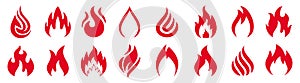 Set of fire. Different flames. Icon illustration for design - vector