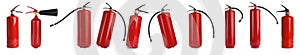 Set with fire extinguishers on white background. Banner design