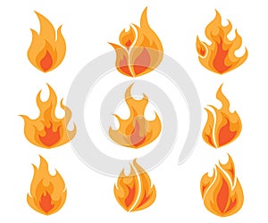 Set of Fire, Flames Vector