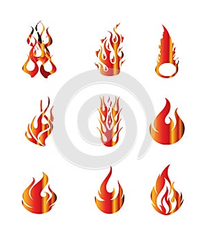 Set of Fire Icons Elements Vector