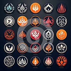 Set of fire icons. Vector illustration, eps10, contains transparencies