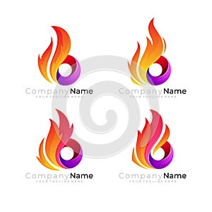 Fire logo with letter B design