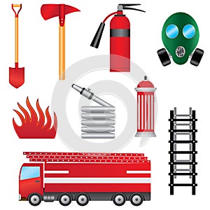 Set of fire prevention objects.