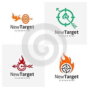 Set of Fire Target logo vector template, Creative Target logo design concepts, Icon symbol, illustration