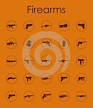 Set of firearms simple icons