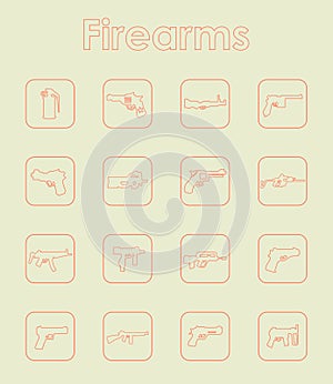 Set of firearms simple icons