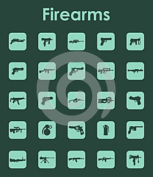 Set of firearms simple icons