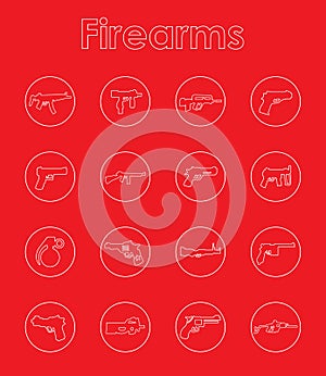 Set of firearms simple icons