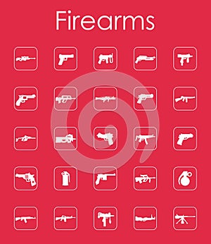 Set of firearms simple icons