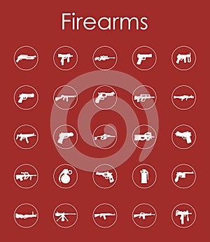Set of firearms simple icons