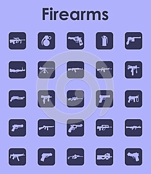 Set of firearms simple icons