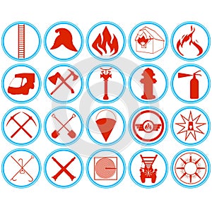 Set of firefighters icons