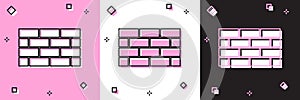 Set Firewall, security wall icon isolated on pink and white, black background. Vector