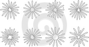 set of 8 firework explosion