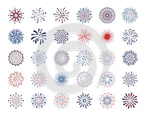 Set of fireworks design on white background vector illustration