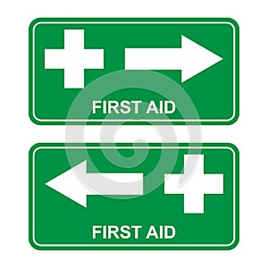 Set of first aid sign, health cross medical symbol, medicine emergency illustration icon, safety design