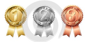 Set Of First Second Third Prize Medals