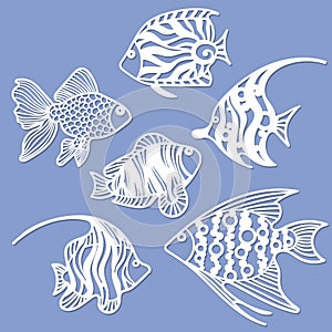 Set of fish for laser cutting photo