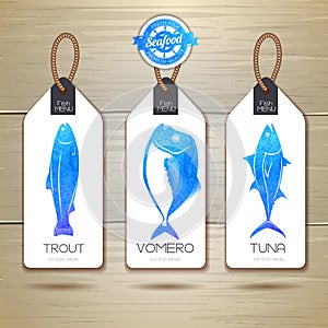 Set of fish seafood banners.