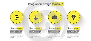 Set Fishes, Shark fin soup, Sushi and Caviar. Business infographic template. Vector