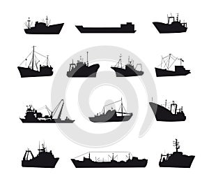 Set of fishing sea boats icons