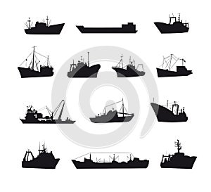 Set of fishing sea boats icons photo