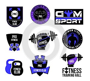 Set fitness club logo and labels.