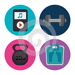 set fitness equipment icon