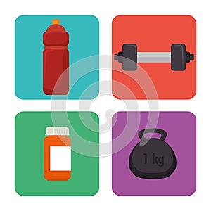 set fitness equipment icon