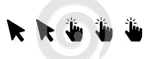 Vector Set of Computer Mouse Pointer and Hand Click Cursor Icons for Web Interface