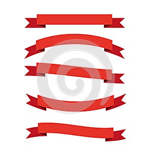 Set of five bright red internet banners