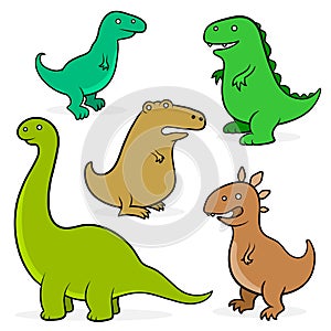 Set of five cartoon dinosaurs for kids photo